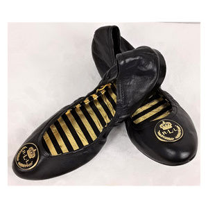 Ralph Lauren Black Leather Brittany Ballet Flats